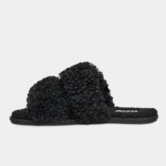 BNIB UGG Women Maxi Curly Scuffetta Slippers Sheepskin Fur Sandals Black Size 7 - Picture 4 of 14